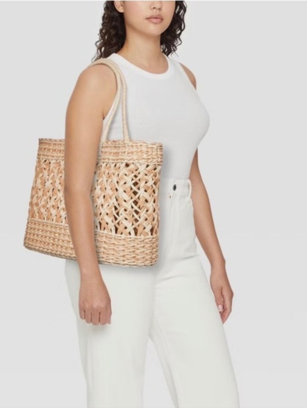 Shade & Shore Straw Tote Handbag Natural/Ivory XL